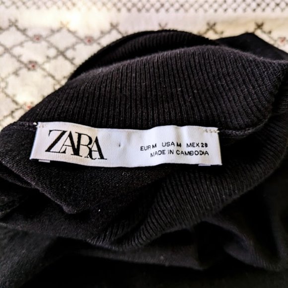 Zara Black Turtleneck with Gold Button Detail on Sleeve - Size M - Picture 2 of 4